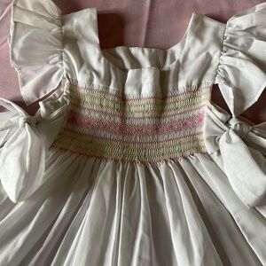 Pretty Vintage Girl’s Smocked Sundress with Side Ties